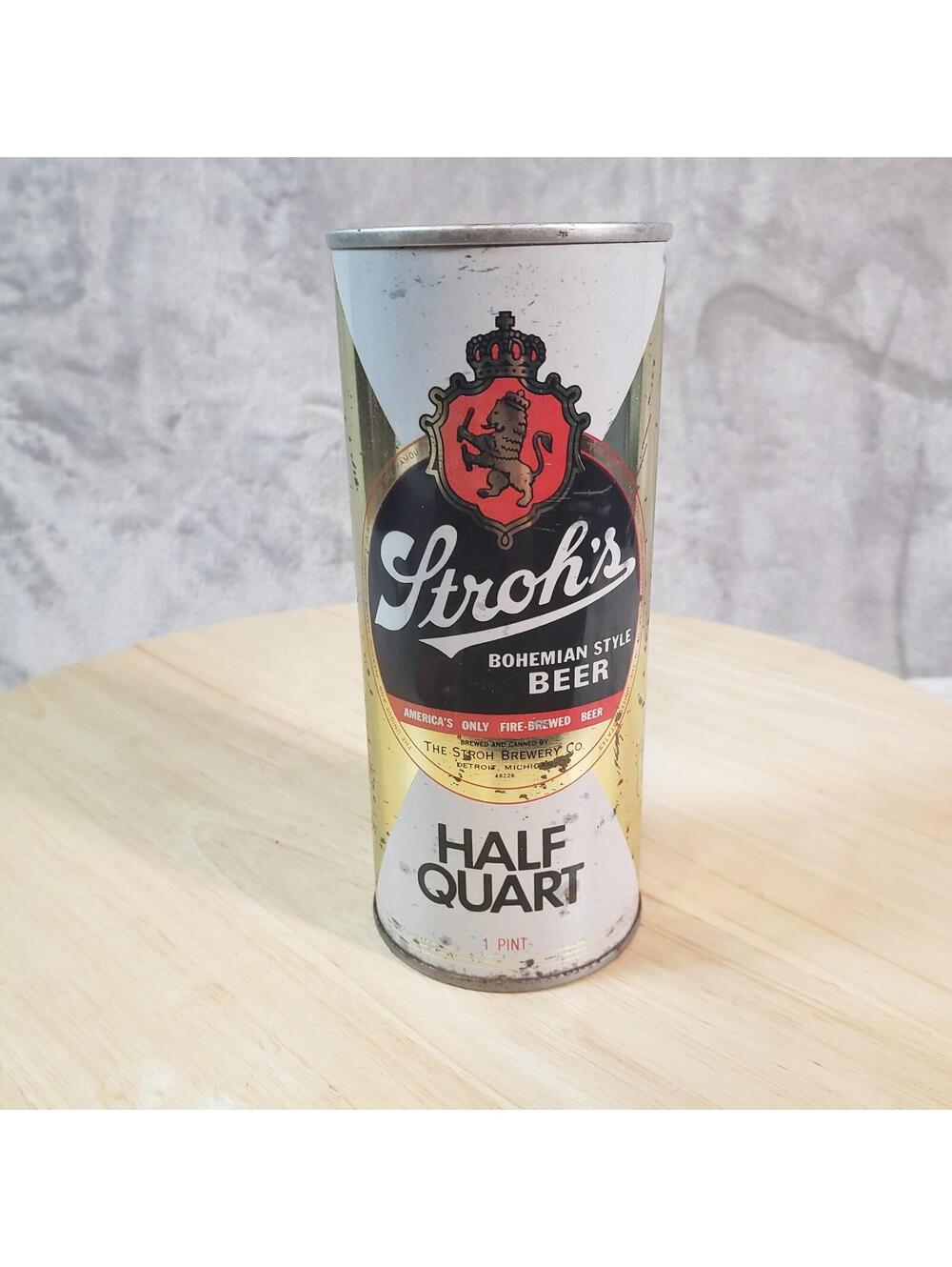 Stroh's Bohemian Style Beer Half Quart Pull Tab Can Collectible Breweriana Empty